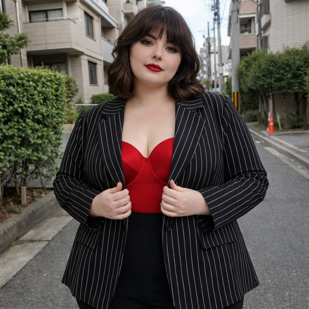 New Ashley Stewart Pinstripe Blazer Stretch
